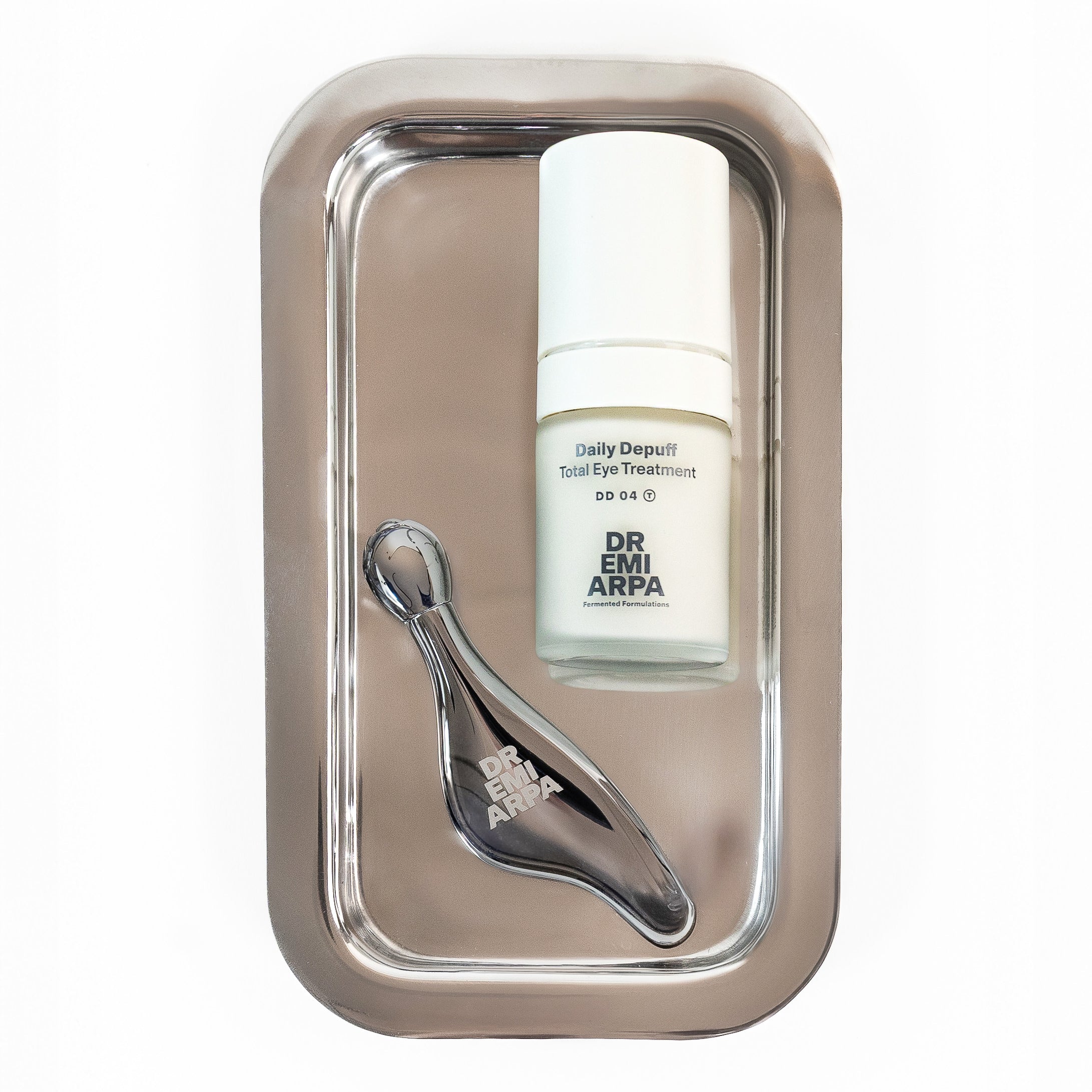 Daily Depuff and Gua Sha on a tray